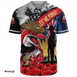 Amazing Aussie Redcliffe Dolphins United In Spirit Anzac Day Tribute Baseball Shirt