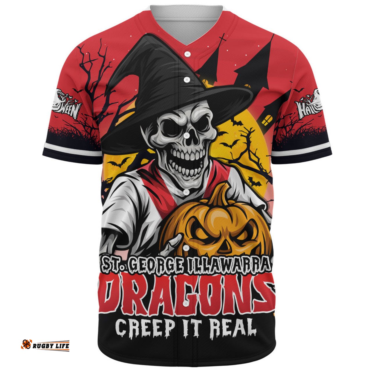 Amazing Aussie St. George Illawarra Dragons Dark Moon Rugby Halloween Battle Edition Baseball Shirt