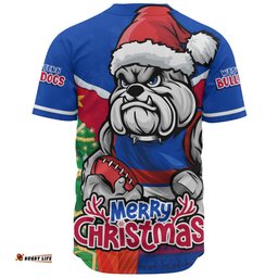 Amazing Aussie Western Bulldogs Santa Scoring Touchdown On Christmas Game Day Baseball Shirt