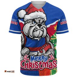Amazing Aussie Western Bulldogs Santa Scoring Touchdown On Christmas Game Day Baseball Shirt