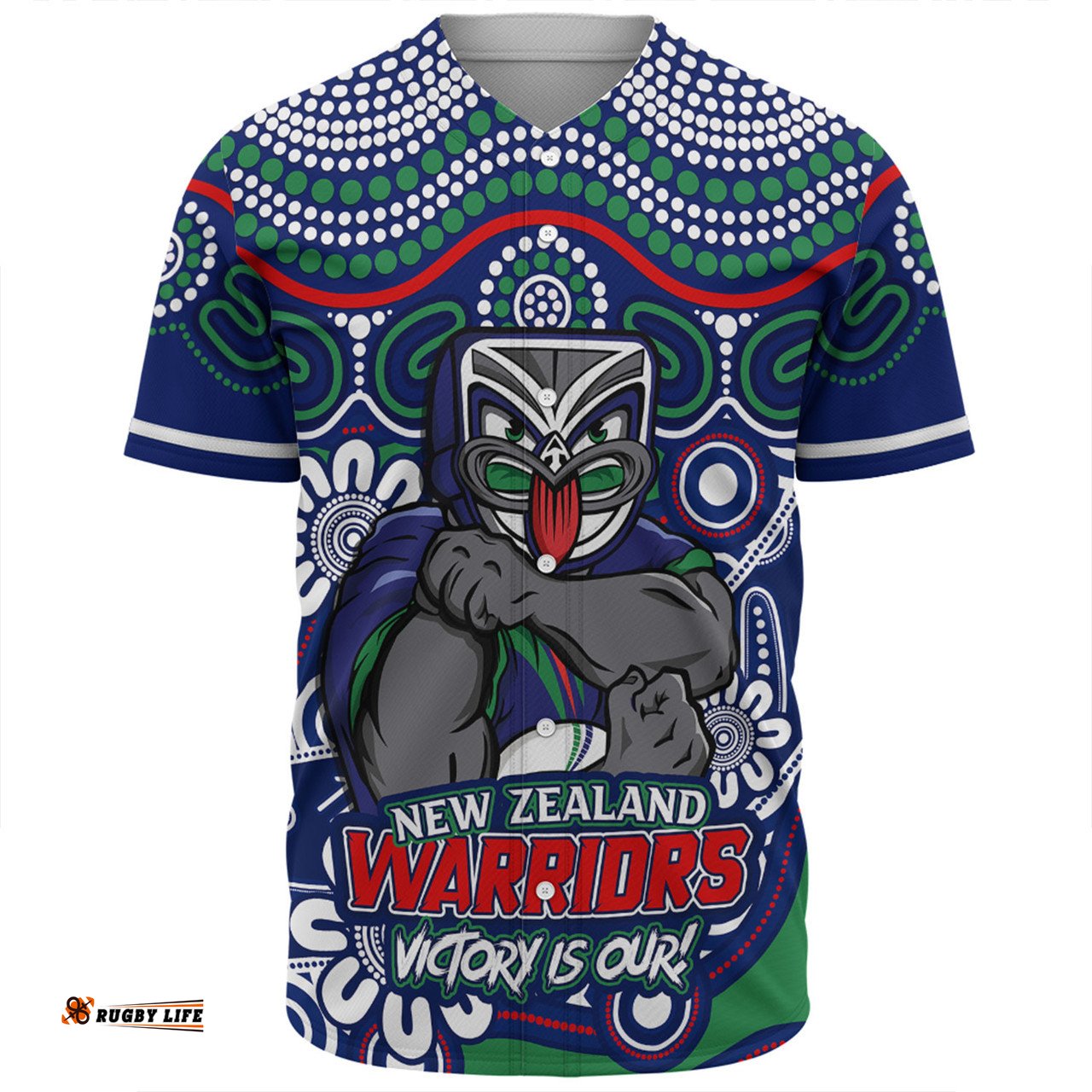 Amazing Aussie New Zealand Warriors Aboriginal Inspired Tough Fan Rugby For Life Baseball Shirt