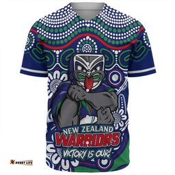 Amazing Aussie New Zealand Warriors Aboriginal Inspired Tough Fan Rugby For Life Baseball Shirt