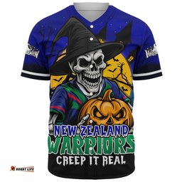 Amazing Aussie New Zealand Warriors Dark Moon Rugby Halloween Battle Edition Baseball Shirt