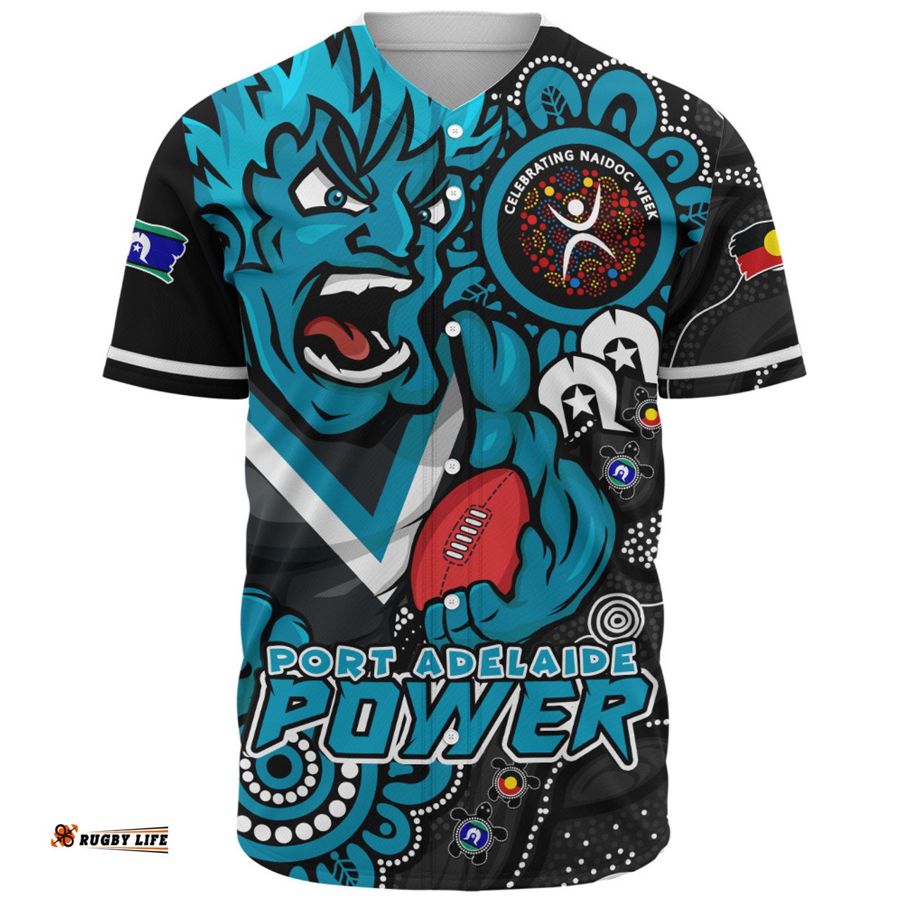 Amazing Aussie Port Adelaide Power Through Generations NAIDOC Edition Baseball Shirt