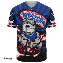 Amazing Aussie Western Bulldogs Premiership Series Flame Edition Baseball Shirt