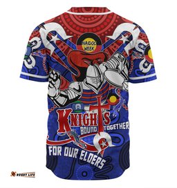 Amazing Aussie Newcastle Knights Naidoc Week Custom Newcastle Knights Naidoc Week For Our Elders Knights Bound Together Baseball Shirt