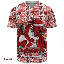 Amazing Aussie St. George Illawarra Dragons Merry Ugly Christmas Comic Style Baseball Shirt