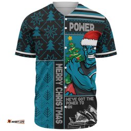 Amazing Aussie Port Adelaide Merry Christmas Knit Style Festive Spirit Baseball Shirt