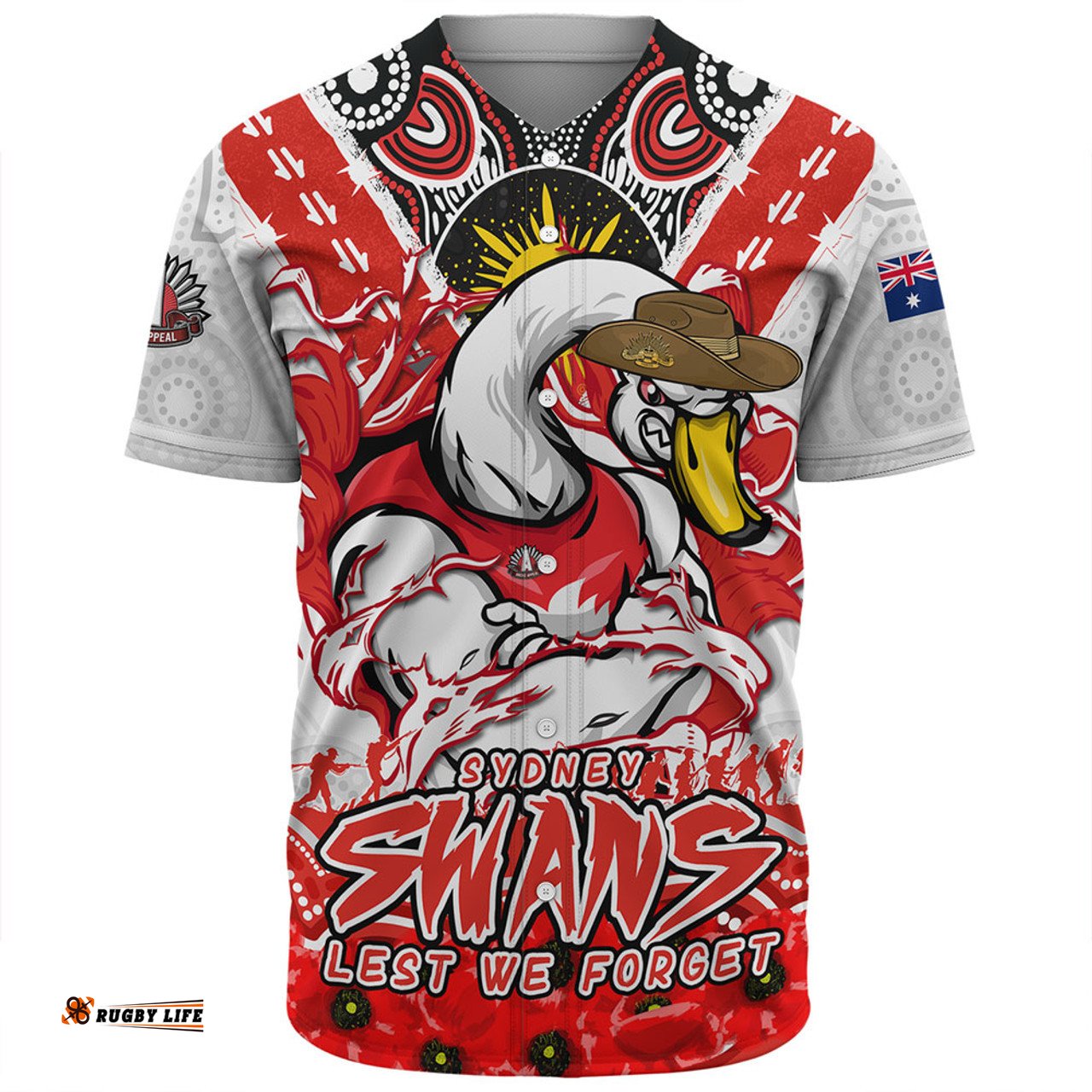 Amazing Aussie Sydney Swans Ripped Legacy Of The Game The ANZAC Spirit Lives On Baseball Shirt