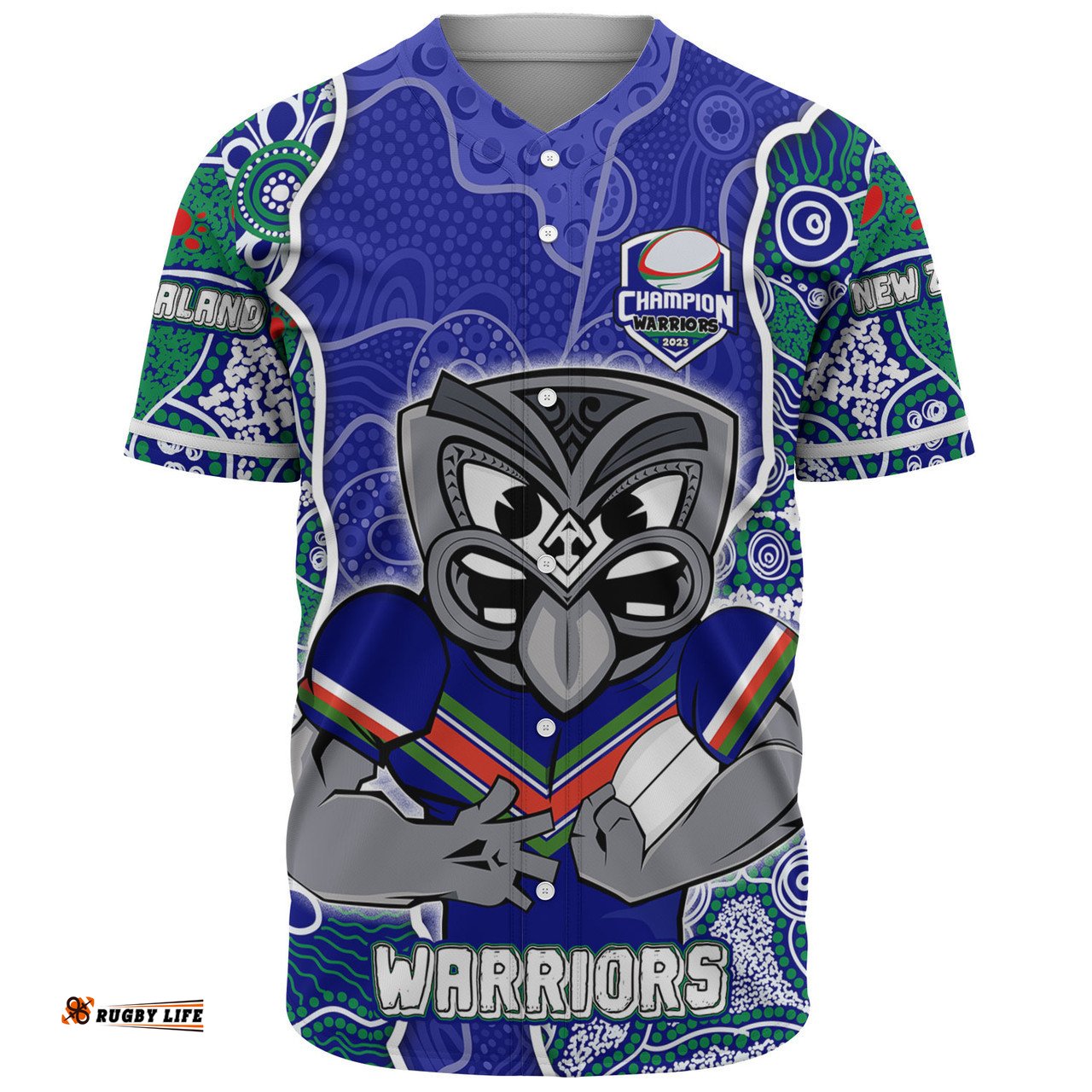 Amazing Aussie New Zealand Warriors Grand Final Custom Custom New Zealand Warriors With Contemporary Style Of Aboriginal Painting  Baseball Shirt