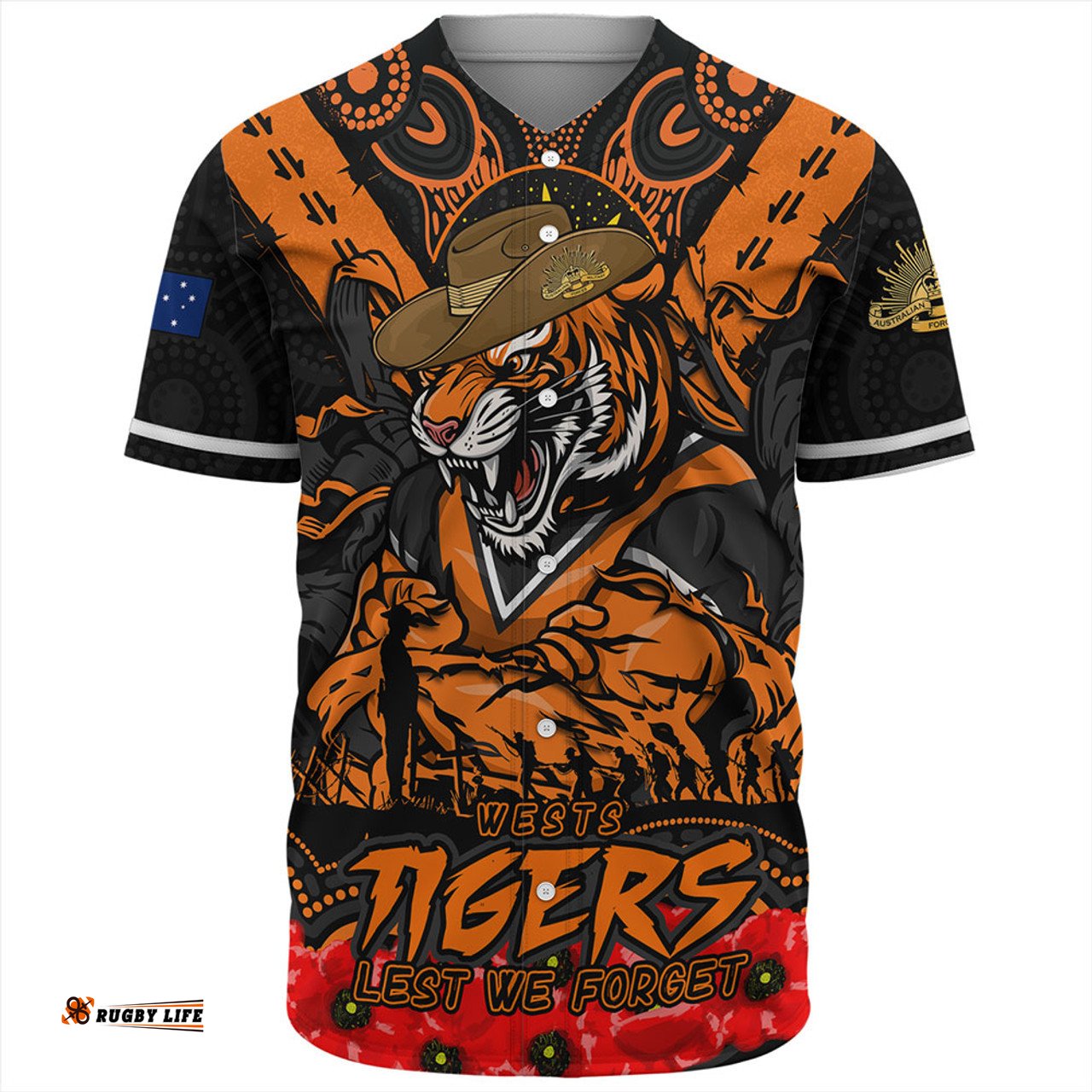 Amazing Aussie Wests Tigers Ripped Legacy Of The Game The ANZAC Spirit Lives On Baseball Shirt