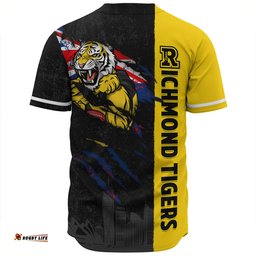 Amazing Aussie Richmond Burning Passion Of Power Scratch Style Baseball Shirt