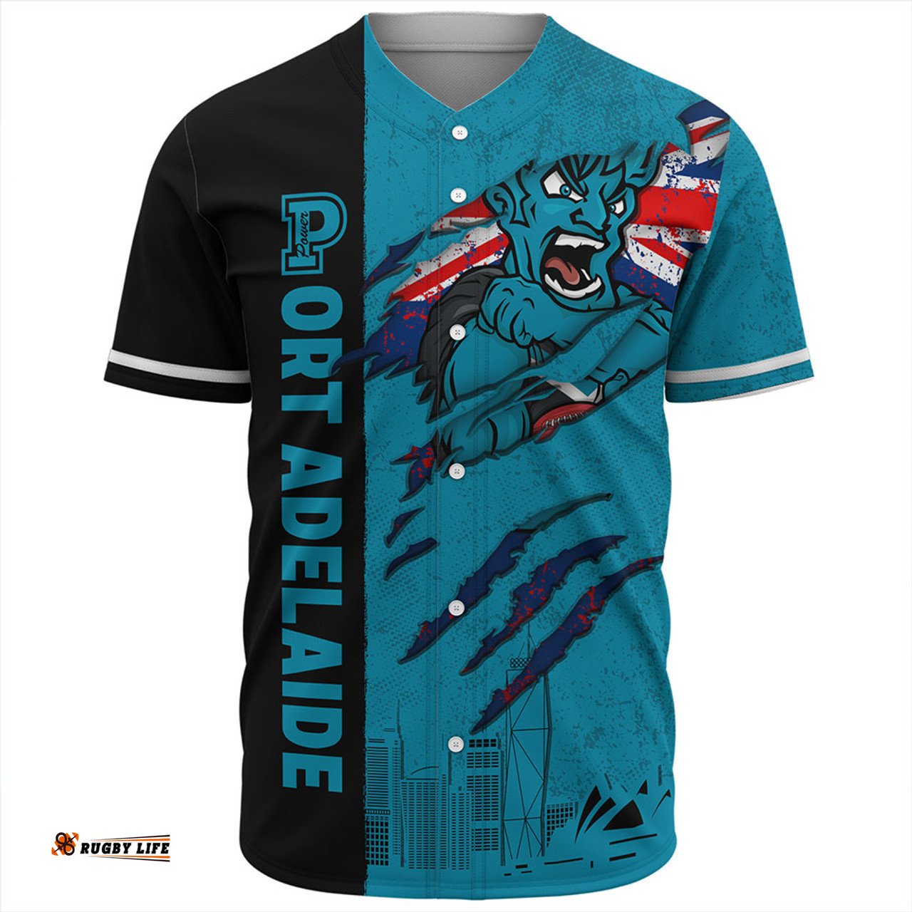 Amazing Aussie Port Adelaide Burning Passion Of Power Scratch Style Baseball Shirt