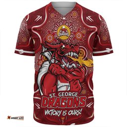Amazing Aussie St. George Illawarra Dragons Aboriginal Pattern Inspired Victory Is Ours Baseball Shirt