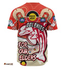 Amazing Aussie Redcliffe Dolphins Naidoc Week Custom Redcliffe Dolphins Naidoc Week For Our Elders Dot Art Style With Turtle Baseball Shirt