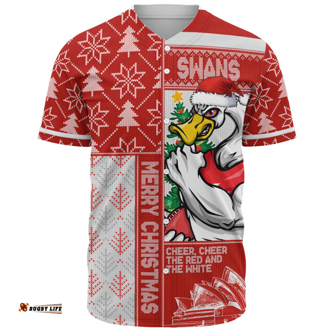 Amazing Aussie Sydney Swans Merry Christmas Knit Style Festive Spirit Baseball Shirt