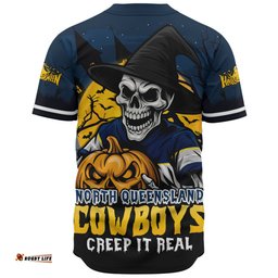 Amazing Aussie North Queensland Cowboys Dark Moon Rugby Halloween Battle Edition Baseball Shirt