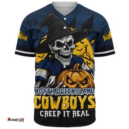 Amazing Aussie North Queensland Cowboys Dark Moon Rugby Halloween Battle Edition Baseball Shirt