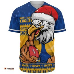 Amazing Aussie West Coast Eagles Merry Christmas Down Under Footy Power Style Baseball Shirt