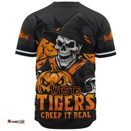 Amazing Aussie Wests Tigers Dark Moon Rugby Halloween Battle Edition Baseball Shirt