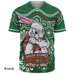 Amazing Aussie South Sydney Rabbitohs Aboriginal Inspired Tough Fan Rugby For Life Baseball Shirt