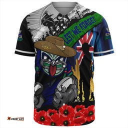 Amazing Aussie New Zealand Warriors United In Spirit Anzac Day Tribute Baseball Shirt
