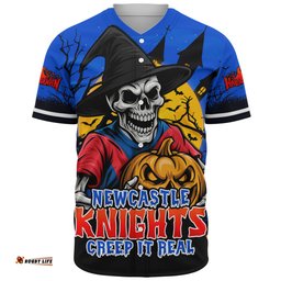 Amazing Aussie Newcastle Knights Dark Moon Rugby Halloween Battle Edition Baseball Shirt