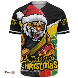 Amazing Aussie Richmond Santa Scoring Touchdown On Christmas Game Day Baseball Shirt