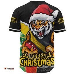 Amazing Aussie Richmond Santa Scoring Touchdown On Christmas Game Day Baseball Shirt