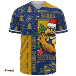 Amazing Aussie West Coast Eagles Merry Christmas Knit Style Festive Spirit Baseball Shirt