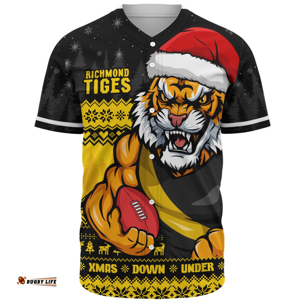 Amazing Aussie Richmond Merry Christmas Down Under Footy Power Style Baseball Shirt