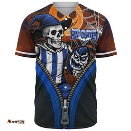 Amazing Aussie North Melbourne Halloween Night Reaper Zipper Baseball Shirt