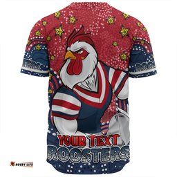 Amazing Aussie Sydney Roosters Custom Custom With Aboriginal Inspired Style Of Dot Painting Patterns  Baseball Shirt