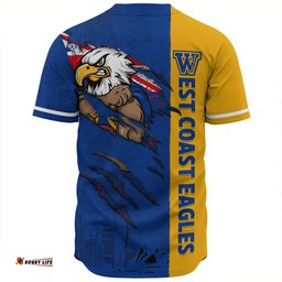 Amazing Aussie West Coast Eagles Burning Passion Of Power Scratch Style Baseball Shirt