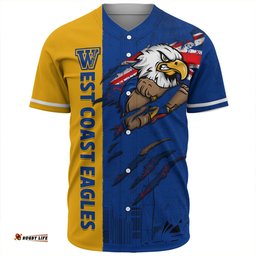 Amazing Aussie West Coast Eagles Burning Passion Of Power Scratch Style Baseball Shirt