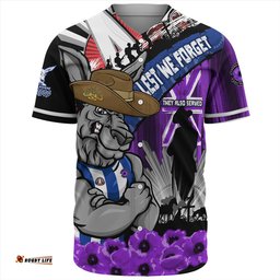 Amazing Aussie North Melbourne ANZAC Day Honor Purple Valor And Spirit Baseball Shirt