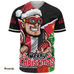 Amazing Aussie St Kilda Santa Scoring Touchdown On Christmas Game Day Baseball Shirt