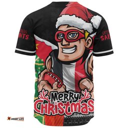 Amazing Aussie St Kilda Santa Scoring Touchdown On Christmas Game Day Baseball Shirt