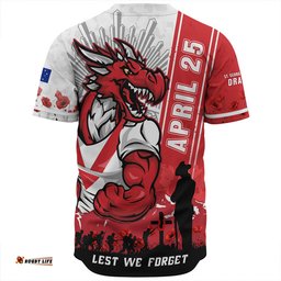 Amazing Aussie St. George Illawarra Dragons Anzac Day Lest We Forget Strong Fighting Spirit Baseball Shirt