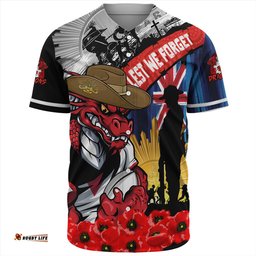 Amazing Aussie St. George Illawarra Dragons United In Spirit Anzac Day Tribute Baseball Shirt