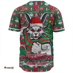 Amazing Aussie South Sydney Rabbitohs Merry Ugly Christmas Comic Style Baseball Shirt