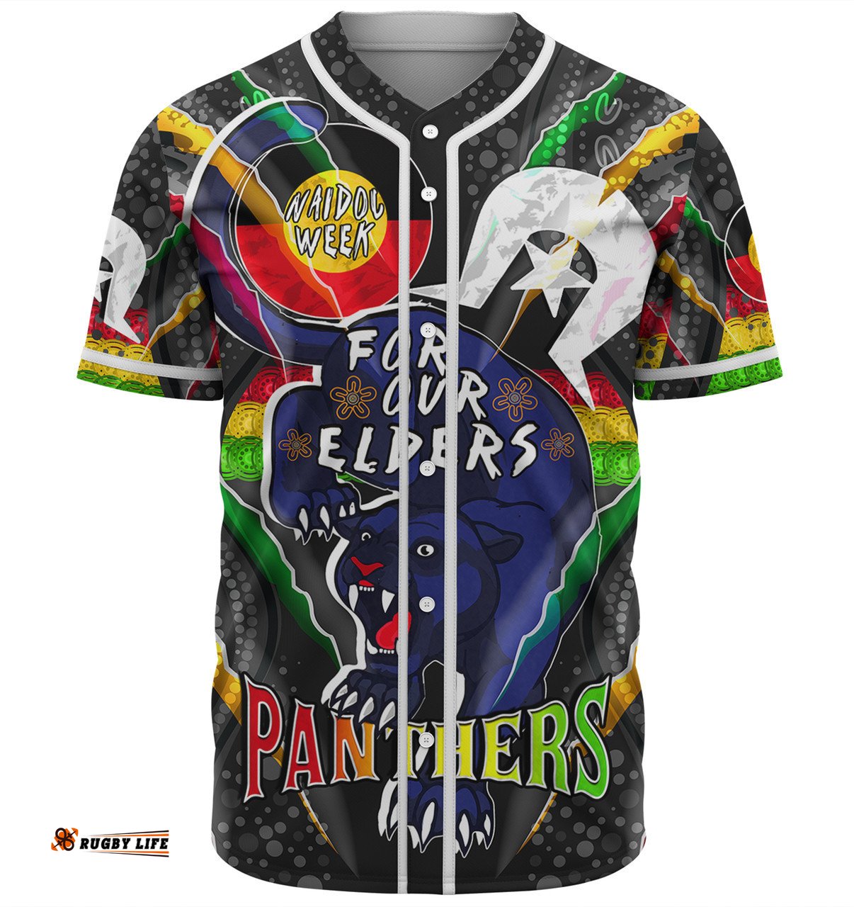 Amazing Aussie Penrith Panthers Naidoc Week Custom Penrith Panthers Naidoc Week For Our Elders Australian Indigenous Dot Art Baseball Shirt