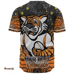 Amazing Aussie Wests Tigers Custom Custom With Aboriginal Inspired Style Of Dot Painting Patterns  Baseball Shirt