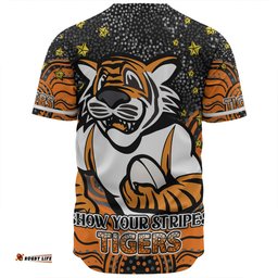 Amazing Aussie Wests Tigers Custom Custom With Aboriginal Inspired Style Of Dot Painting Patterns  Baseball Shirt