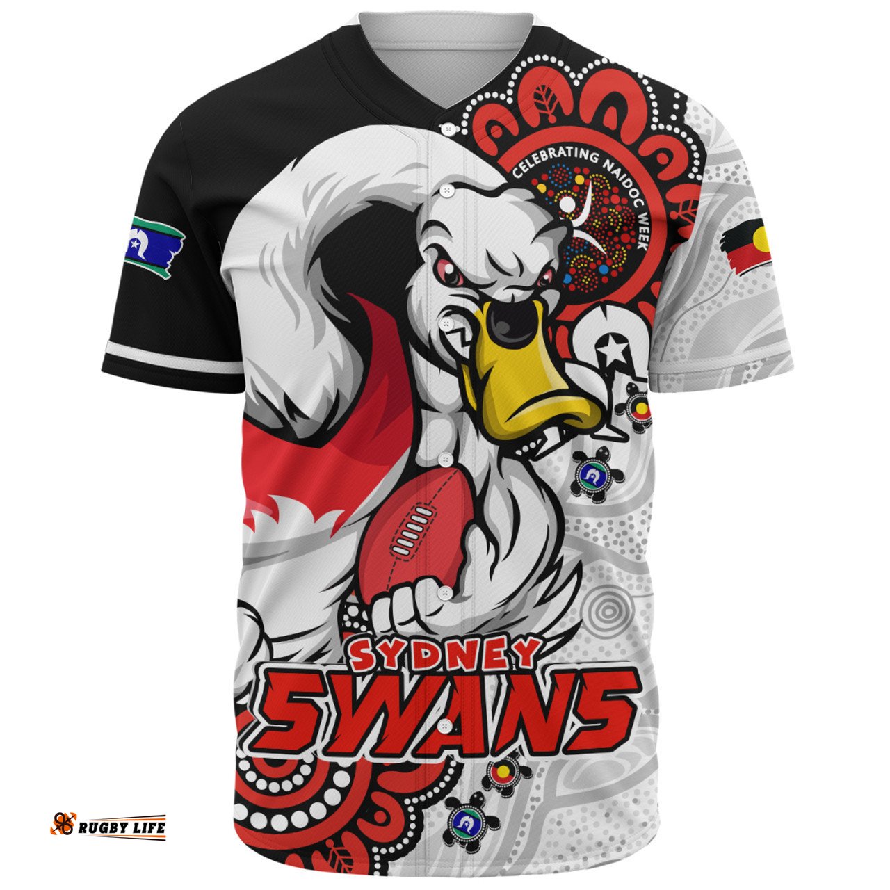 Amazing Aussie Sydney Swans Power Through Generations NAIDOC Edition Baseball Shirt