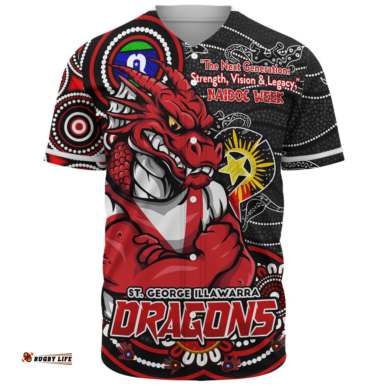 Amazing Aussie St. George Illawarra Dragons Spirit Of NAIDOC Series Baseball Shirt
