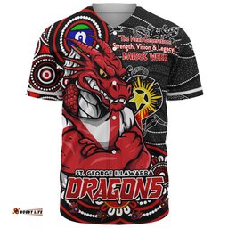 Amazing Aussie St. George Illawarra Dragons Spirit Of NAIDOC Series Baseball Shirt