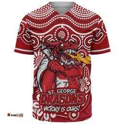 Amazing Aussie St. George Illawarra Dragons Aboriginal Inspired Tough Fan Rugby For Life Ver 2.0 Baseball Shirt