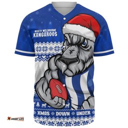 Amazing Aussie North Melbourne Merry Christmas Down Under Footy Power Style Baseball Shirt