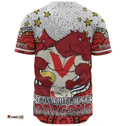 Amazing Aussie St. George Illawarra Dragons Custom Custom With Aboriginal Inspired Style Of Dot Painting Patterns  Baseball Shirt